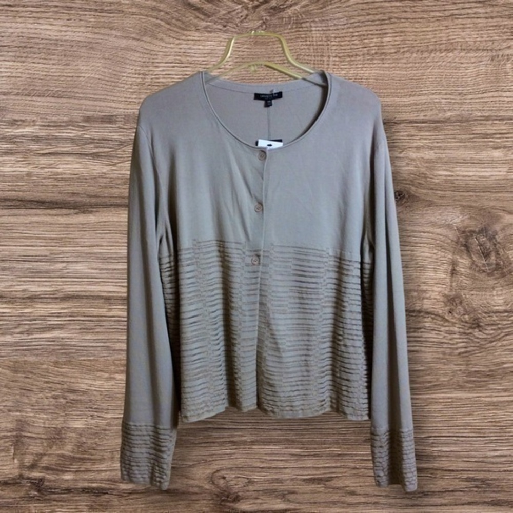 NWT Lafayette 148 tan half button cardigan. XXL.